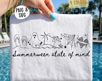 Summerween Vibes Png Svg, Halloween Beach Graphic, Spooky Summer Sublimation
