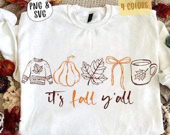 It's fall Y'all Png Svg, Preppy Fall Sublimation, Autumn Pumpkin Shirt Design