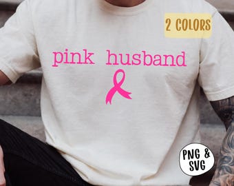 Roze echtgenoot PNG SVG, sublimatie voor borstkankerbewustzijn, roze oktober shirtontwerp