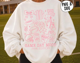Breast Cancer Football PNG SVG, Game Day Mood Pink Edition Shirt Design