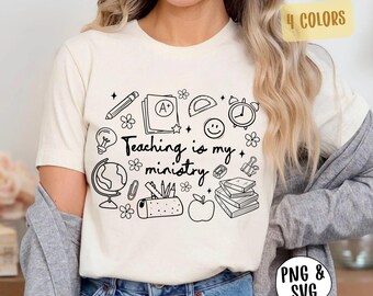 Teaching Is My Ministry SVG PNG, terug naar school, trendy christelijk leraarontwerp