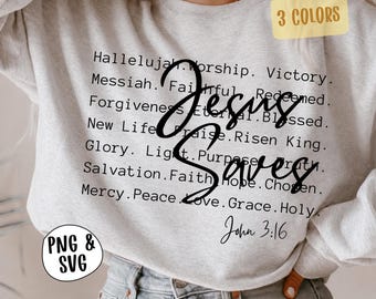 Jezus redt woorden PNG SVG, Christelijk sweatshirtontwerp, Religieuze sublimatie (digitale download)