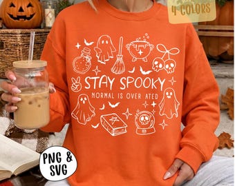 Stay Spooky Png Svg, schattige Halloween-spookjes-sublimatie, heksenachtig griezelig seizoen shirtontwerp