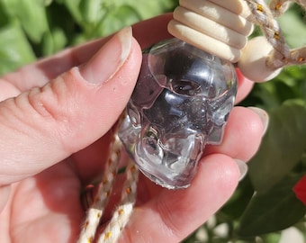 Crystal Aura Car Scents| Skull shape | Wooden  Diffuser | Hanging Gemstone Air Freshener | Crystals