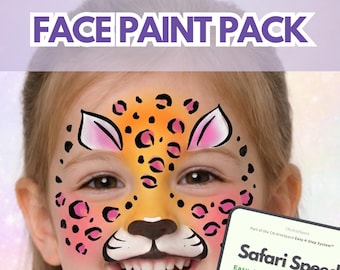 サファリフェイスペイントパック – 簡単な動物デザイン4種類（即時ダウンロード）