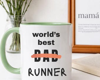 Funny Runner Mug, World's Best Dad Runner Gift, Running Fuel Coffee Mug, gift for him, Jogger Gift, Marathoner Present, fathers day present