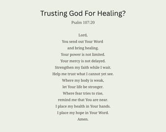 Trusting God for Healing - Psalm 107:20 Prayer Card