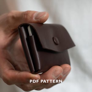 Minimalistyczny wzór portfela z dwiema kieszeniami, wąski szablon na zatrzaski do wyrobów skórzanych (PDF)