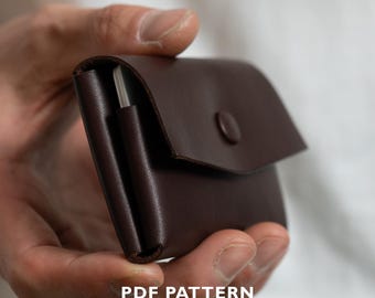 Modello per portafoglio minimalista a due tasche, sottile, con chiusura a scatto, per lavorazione della pelle (PDF)