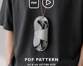 Lanyard Glasses Case PDF Pattern – Leather Craft Template (A4 & Letter Size)