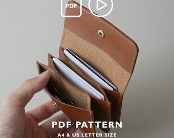 Minimalist Accordion Card Case Pattern, Leather Wallet Template (Straight & Curve), DIY Tutorial (PDF Download)