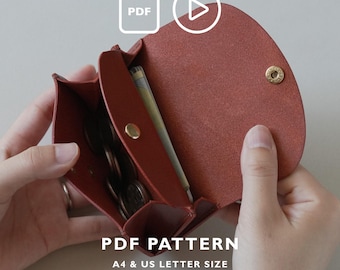 Double-Flap Coin Purse Leather Pattern: Minimalist Two-Pocket Wallet PDF Template