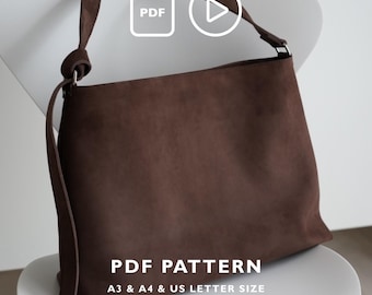 Nubuck Shoulder Bag Pattern PDF Pattern Instruction Manual A4 A3 and Letter Size DIY Leather Craft PDF