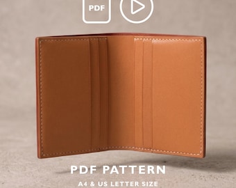 Vertical Card Wallet PDF Pattern – Minimal Bifold Leathercraft Template (A4 & Letter)