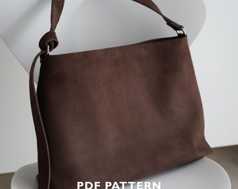 Nubuk Schultertasche Schnittmuster PDF Schnitt Anleitung A4 A3 und Letter Size DIY Lederhandwerk PDF