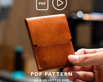 Minimalist Leather Wallet Pattern, Card Holder Template, DIY Tutorial (PDF Download)