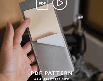 Minimalist Leather Wallet PDF Pattern, DIY Leathercraft Template (A4 & US Letter), Video Tutorial Included