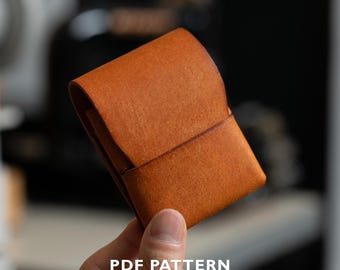 Modello per portafoglio minimalista a piega incrociata, modello per porta carte in pelle (PDF)