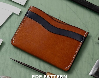N-LOG Portacarte semplice in PDF con motivo in pelle / Download digitale in formato A4 e US Letter