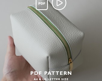 Square Zip Pouch Leather Pattern – Minimalist DIY Leathercraft Project (Digital PDF)