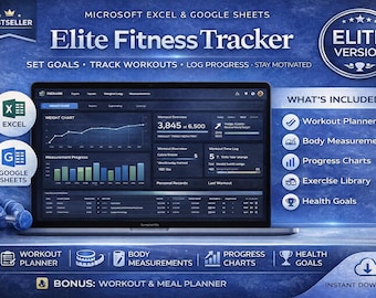 Fitness Tracker Spreadsheet: Calorie, Macro, Weight, Workout Log (Excel, Google Sheets)
