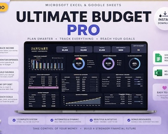 Ultimate Budget Pro Financial Dashboard Excel Google Sheets Debt Savings Tracker