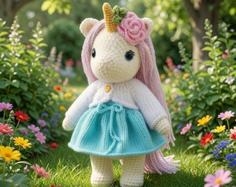 Unicorn Crochet Pattern PDF, Amigurumi Unicorn Pattern, Crochet Unicorn Plush Toy Tutorial, Kawaii Unicorn Doll, Handmade Gift Idea