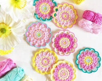 Crochet Flower Coaster Pattern PDF, Easy Beginner Friendly, Boho Floral Doily Motif, DIY Home Decor Gift, Instant Download