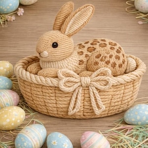Coiled Rope Easter Bunny Basket Pattern (PDF Download)