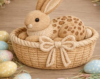 Coiled Rope Easter Bunny Basket Pattern (PDF Download)