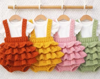 Crochet Baby Romper Pattern PDF | Baby Girl Ruffle Romper | Bubble Sunsuit Tutorial | Crochet Baby Clothes Pattern | Digital Download
