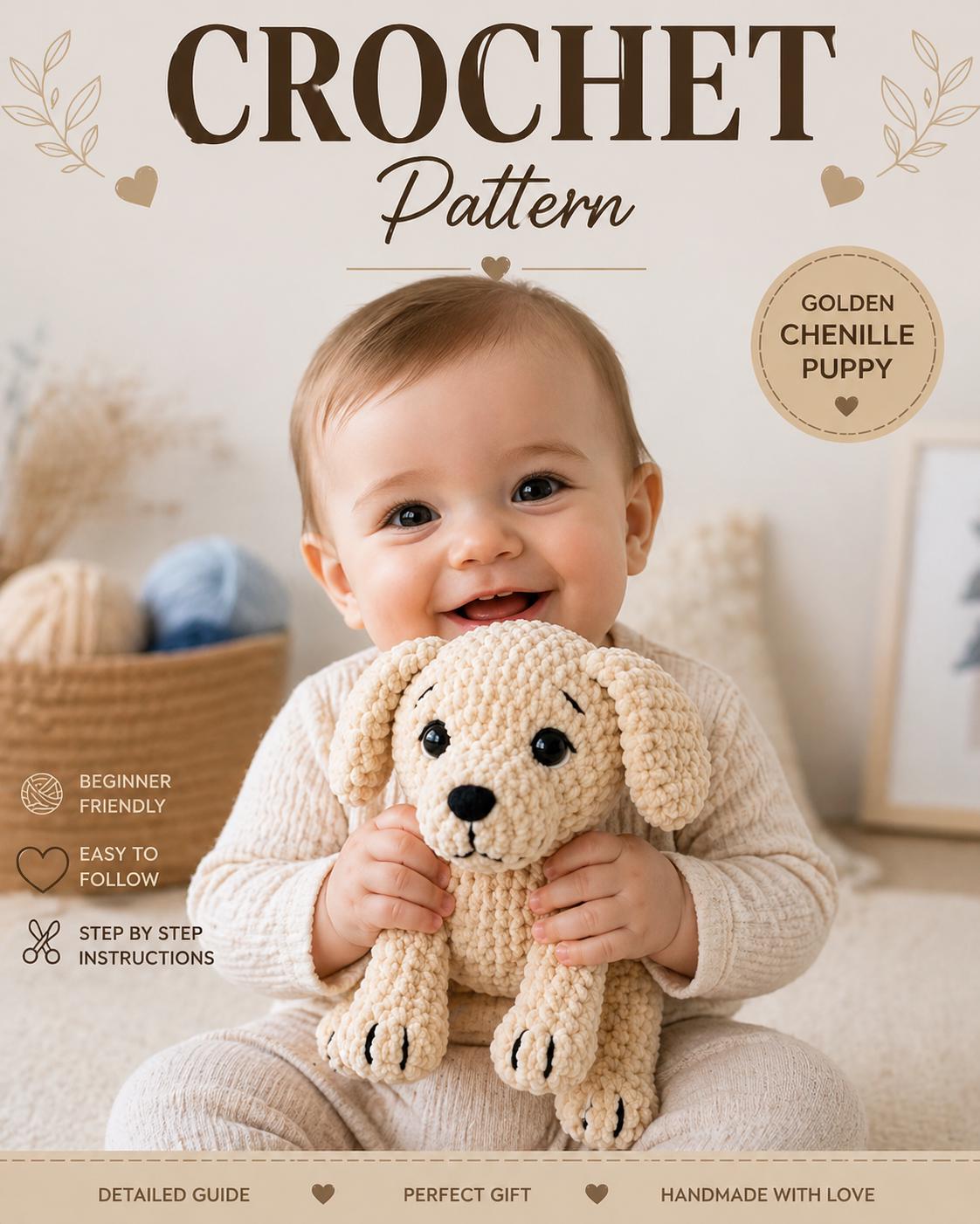 30 Golden Retriever Crochet Patterns to Make a Loyal Handmade Pup 27 Chenille Golden Retriever Puppy Pattern
