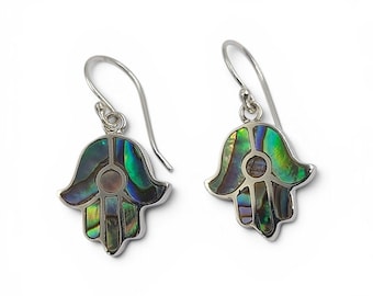 Hamsa Hand Abalone Shell Earrings