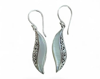 Sterling Silver Mother of Pearl Dangle Earrings