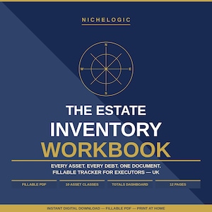 Estate Inventory Workbook Fillable PDF | UK Executor Asset & Debt Tracker | Probate Organiser (Digital Download)