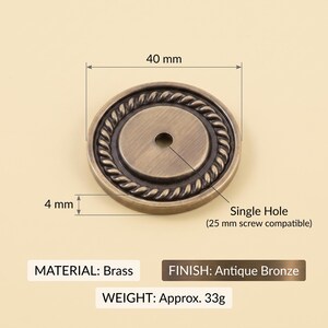 Vintage-Schrankknöpfe, runde Schubladenknöpfe, Kommodenknöpfe, Küchenschrankbeschläge, Schranktürknöpfe, Waschtischknöpfe, Möbelbeschläge Rope Round Plate