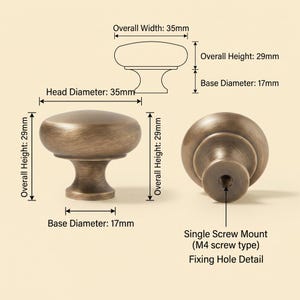 Vintage-Schrankknöpfe, runde Schubladenknöpfe, Kommodenknöpfe, Küchenschrankbeschläge, Schranktürknöpfe, Waschtischknöpfe, Möbelbeschläge Large Knob 35mm