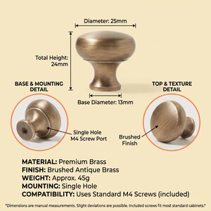 Vintage-Schrankknöpfe, runde Schubladenknöpfe, Kommodenknöpfe, Küchenschrankbeschläge, Schranktürknöpfe, Waschtischknöpfe, Möbelbeschläge Classic Knob 25mm