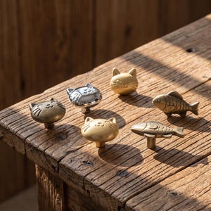 Cat Fish Cabinet Knobs, Animal Drawer Pulls, Cute Dresser Knobs, Kitchen Cupboard Handles, Kids Room Furniture Knobs, Novelty Hardware