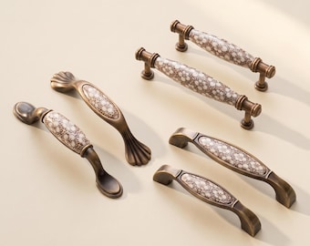 Vintage Ceramic Cabinet Handles, Floral Drawer Pulls, Antique Furniture Hardware, Kitchen Cabinet Knobs, Dresser Handles, Cupboard Pulls