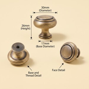 Vintage-Schrankknöpfe, runde Schubladenknöpfe, Kommodenknöpfe, Küchenschrankbeschläge, Schranktürknöpfe, Waschtischknöpfe, Möbelbeschläge Ring Knob 30mm