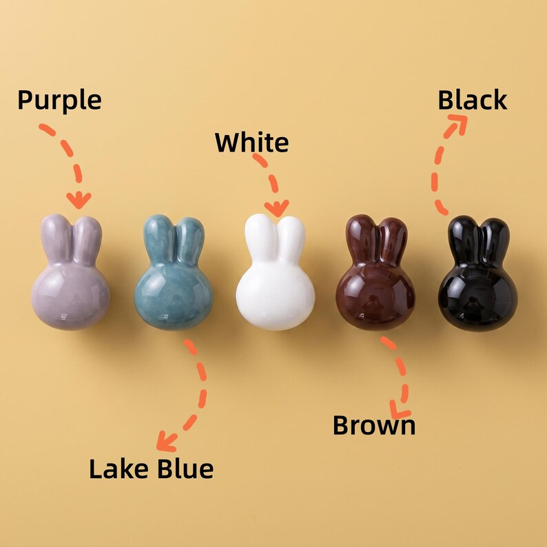 Bunny Cabinet Knobs, Rabbit Drawer Knobs, Cute Dresser Handles, Kids Room Cabinet Hardware, Nursery Furniture Knobs, Kitchen Cupboard Knob image 10