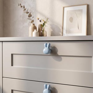 Bunny Cabinet Knobs, Rabbit Drawer Knobs, Cute Dresser Handles, Kids Room Cabinet Hardware, Nursery Furniture Knobs, Kitchen Cupboard Knob image 5