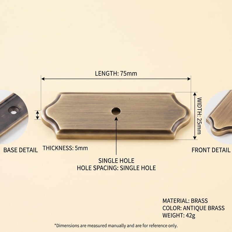 Vintage-Schrankknöpfe, runde Schubladenknöpfe, Kommodenknöpfe, Küchenschrankbeschläge, Schranktürknöpfe, Waschtischknöpfe, Möbelbeschläge Rectangle Backplate