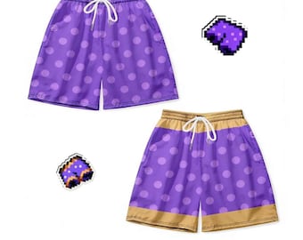 Stardew Valley Mayor Lewis' Lucky Purple Shorts, Gold Trimmed Shorts, Unisex Accessory, Fun Gift, Fan Art