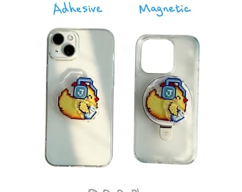 Stardew Valley Chicken Phone Pop Grip with Joja Cola, Rotatable Wing, Magnetic or Adhesive Phone Stand, Adhesive hook, Pixel Style Accessory