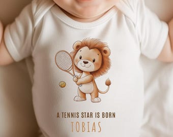 Tutina da tennis personalizzata per neonati con nome, body da tennis per neonati, regalo per neonati, è nata una stella del tennis, vestiti per neonati per bambini e bambine