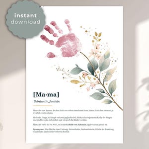 Modèle d'empreinte de main pour maman | Cadeau à faire soi-même pour maman, offert par les enfants | Empreinte de main fleurie à imprimer | Téléchargement numérique | Photo personnalisée pour la fête des mères