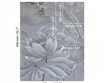 Hand-Painted Lotus Wallpaper Samples In Soft Grey, Luxury Floral Wallpaper Swatches For Custom Walls