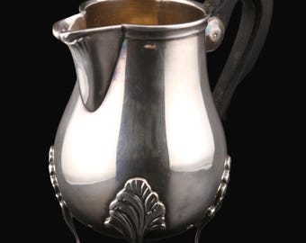 Pot à lait Quadripode Vintage en Métal Argenté Poinçon J. NOE Anse en Bois Noirci Style Louis XV Art Déco les chines d’Armelle